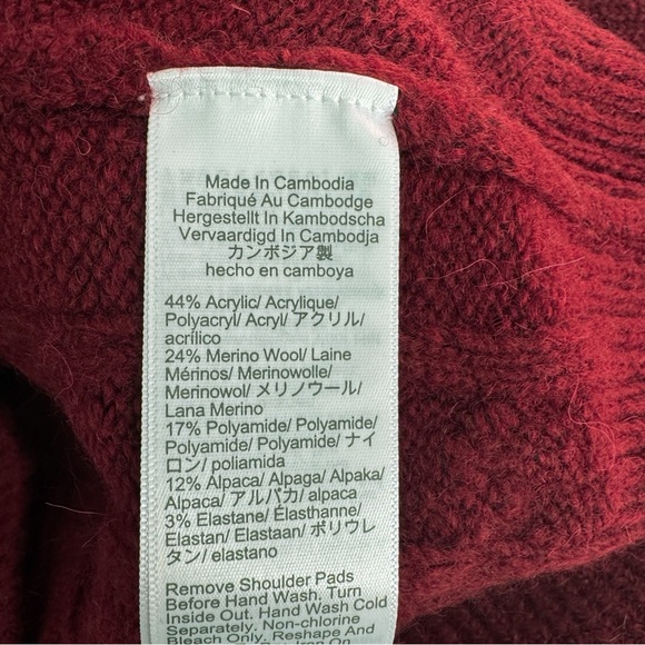 J Crew Cable-Knit Cardigan Sweater in Dark Red | NWT - Picture 11 of 14